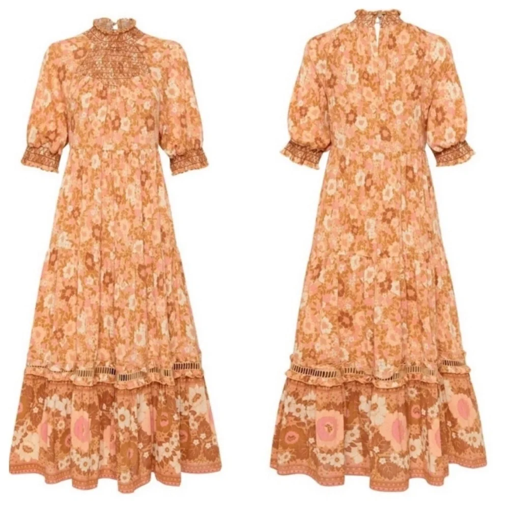 spell & the gypsy collective anne floral ruched midi dress EUC size M, lined - Picture 5 of 11